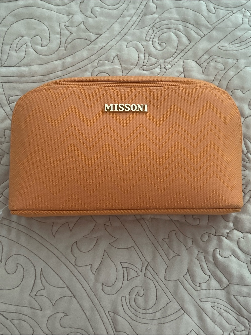 Missoni Delta One Amenity Kit pouch Orange Chevron Zip Cosmetic Pouch travel - Picture 5 of 5